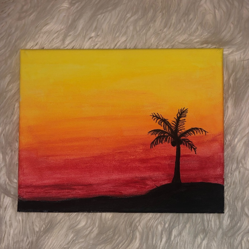 SELF-MADE watercolor sunset painting
